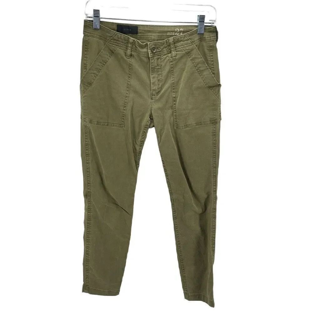 J. Crew Womens Chino Pants Cotton Stretch Slash Pocket Tapered Leg Army Green